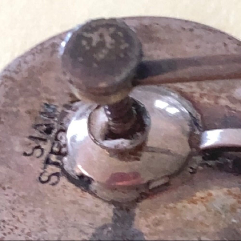 Vtg Niello Siam Sterling Silver Screw Back Earrings - Picture 5 of 8